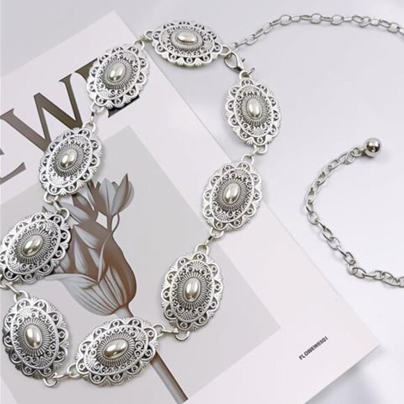 Western Jewelry Set Camila Cowgirl Accessories: Concho Belt, Necklace, Bracelet - Picture 6 of 8